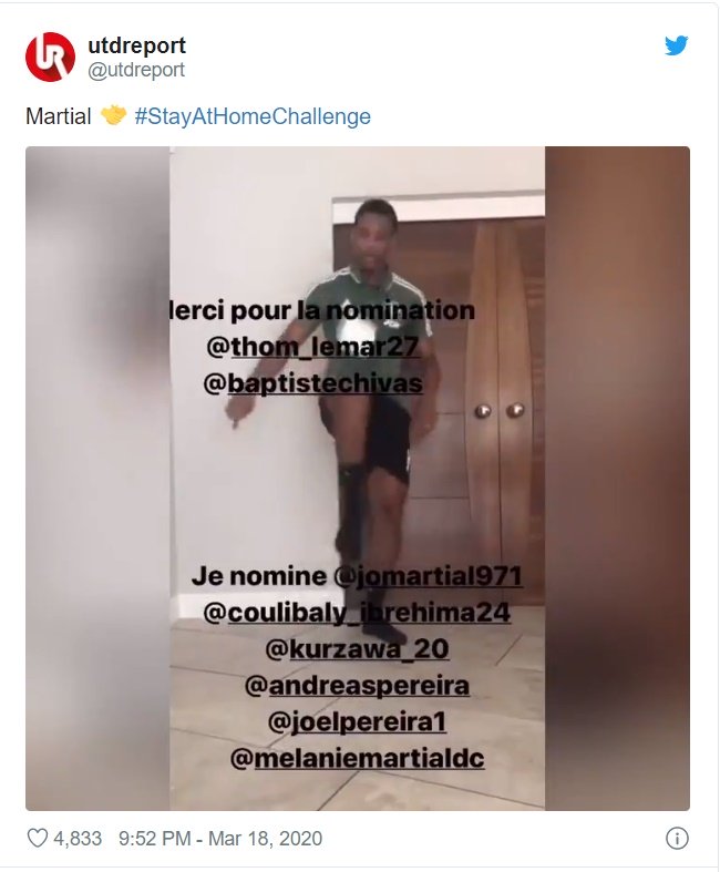 Manchester United: Red Devils fans react to Anthony Martial’s viral #StayAtHomeChallenge - Bóng Đá