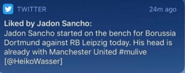 Jadon Sancho sends Manchester United fans into meltdown by dropping fresh transfer hint - Bóng Đá